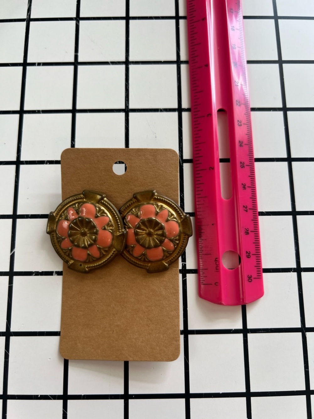 Coral Floral Earrings - Gold-Tone Accent